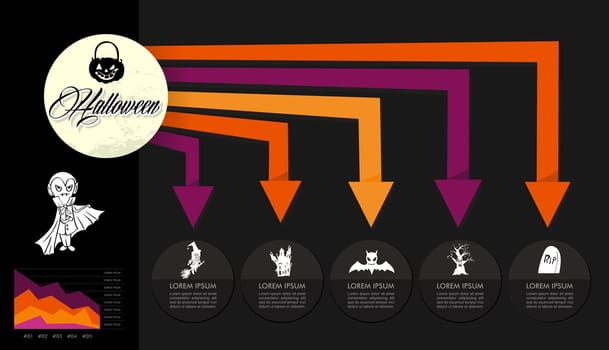 Halloween celebration spooky Infographics design icons. EPS10 vector file organized in layers for easy editing.