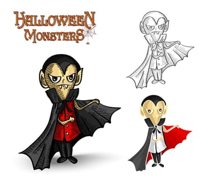 Halloween monsters spooky young vampires set. EPS10 Vector file organized in layers for easy editing.