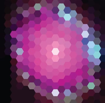Hexagon pattern background with purple cosmic lights