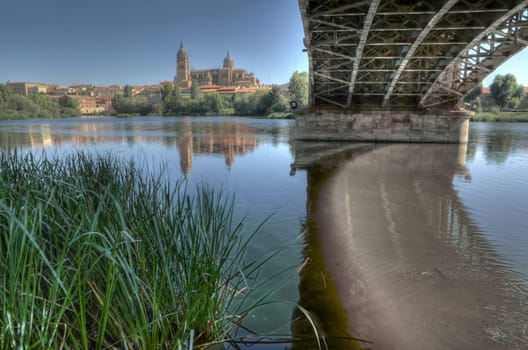 Bridge of Sanchez Fabres in Salamanca over Tormes river, Spain