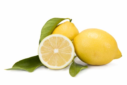 Fresh lemons isolated on a white background