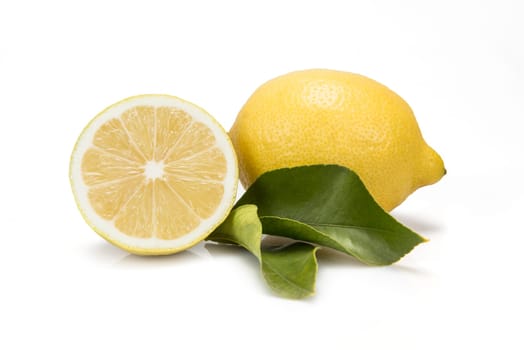 Fresh lemons isolated on a white background