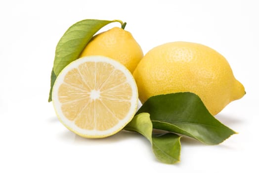 Fresh lemons isolated on a white background