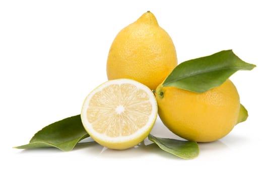 Fresh lemons isolated on a white background