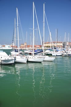 Yachts in marina in Livorno, Italy