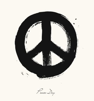 Isolated hand drawn peace symbol brush style composition. EPS10 Vector file organized in layers for easy editing.