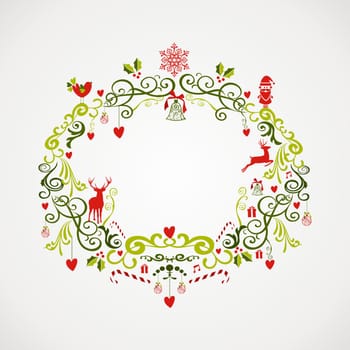 Cute vintage Christmas decoration elements mistletoe composition. EPS10 vector file organized in layers for easy editing.