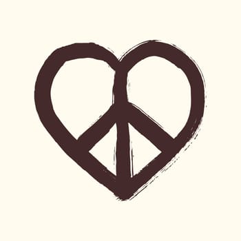 Isolated heart shape peace symbol brush style composition. EPS10 Vector file organized in layers for easy editing.