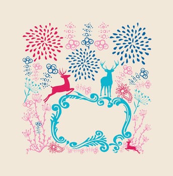 Merry Christmas reindeers shape and winter elements composition. EPS10 vector file organized in layers for easy editing.