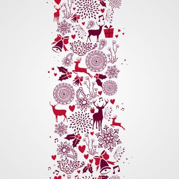 Vintage Christmas elements, reindeers and other elements seamless pattern background. EPS10 vector file organized in layers for easy editing.