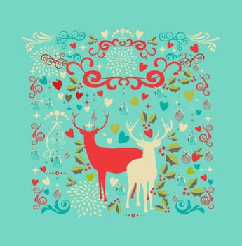 Merry Christmas reindeers shape and love elements composition. EPS10 vector file organized in layers for easy editing.