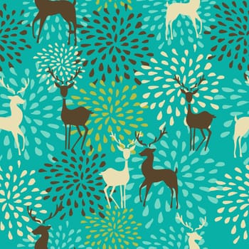 Vintage Christmas elements, reindeer and snowflakes seamless pattern background. EPS10 vector file organized in layers for easy editing.