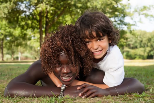 Happy african children having a nice dat at the park.