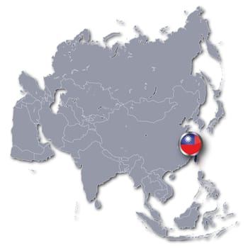Map of Asia with Taiwan