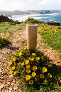 Beautiful landscape view of coastal Algarve region near Sagres, Portugal.