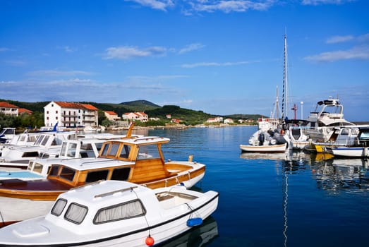 Boats in the harbour in Croatia