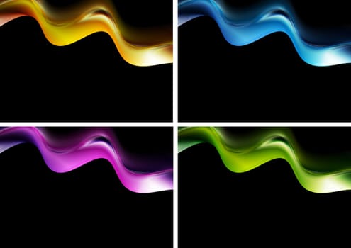 Colourful waves on the black background. Vector design eps 10