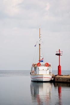 Ship is anchored in the harbour