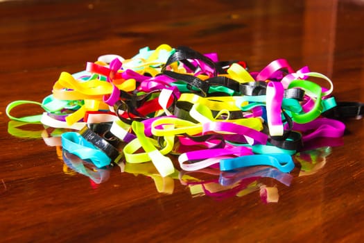 Hair clips and elastic rings.
