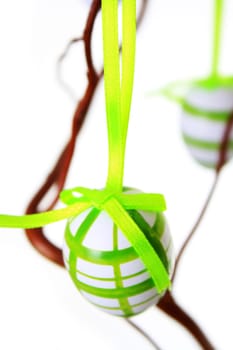Easter egg hanging green white