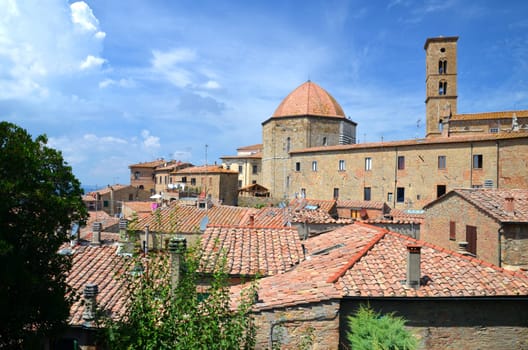 Spectacular view of the old town of Volterra in Tuscany, Italy