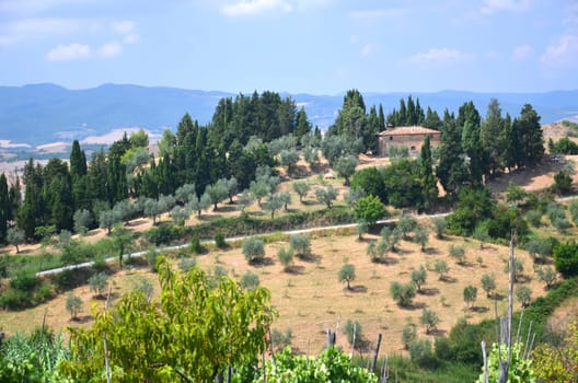 Beautiful picturesque landscape of countyside in Tuscany, Italy