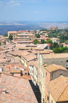 Picturesque view on historic buildings of Volterra in Tuscany, Italy