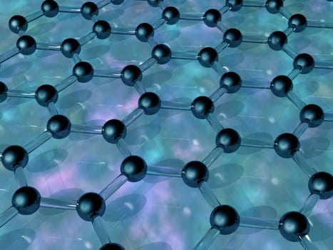 Illustration of carbon atoms forming the honeycomb lattice of graphene