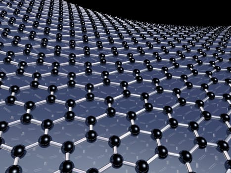 Illustration of carbon atoms forming the honeycomb lattice of graphene