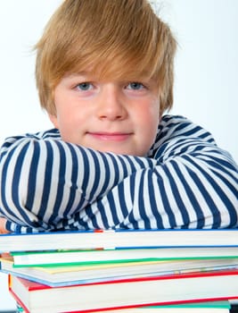 boy with his books