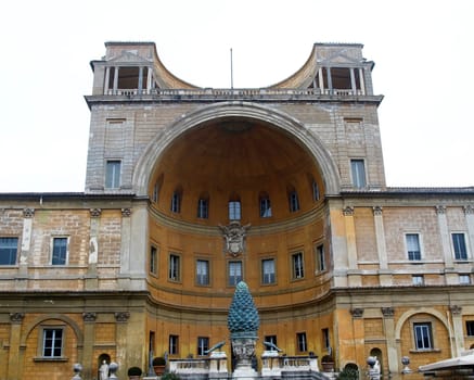 View of the Courtyard of the Pinecone at the Vatican Museums.
