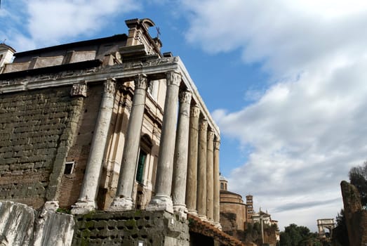 View of the Palatino ruins located in Rome, Italy.