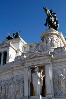 View of the Monument of Victor Emmanuel II, located in Rome, Italy