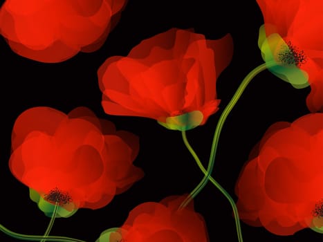 Poppy background illustration, abstract art