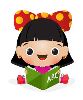Illustration of a schoolgirl reading
