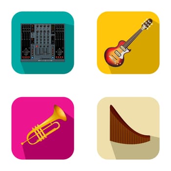 Music and party icon set 4 over white background