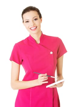Young make-up artist woman portrait