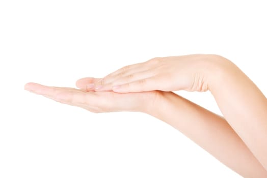 Hands care concept. Close up shoot of beautiful female hands