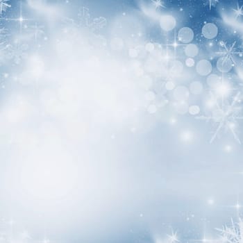 Light abstract Christmas background with white snowflakes