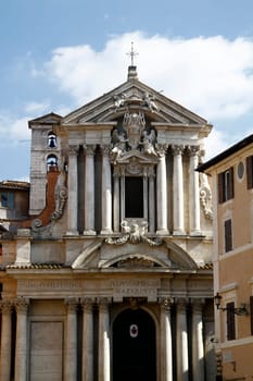 View of the Santi Vincenzo e Anastasio a Trevi church located in Rome, Italy.
