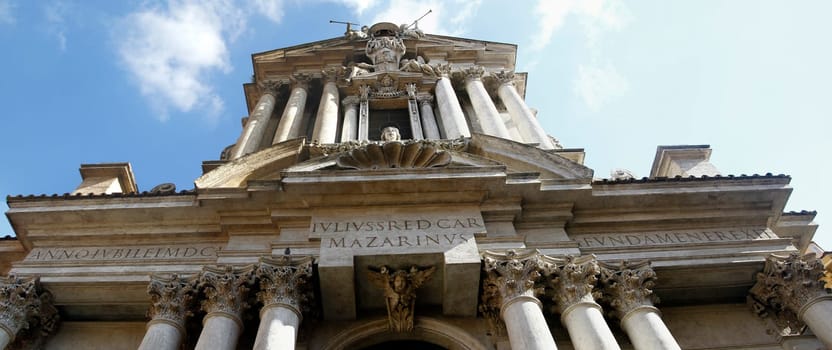 View of the Santi Vincenzo e Anastasio a Trevi church located in Rome, Italy.