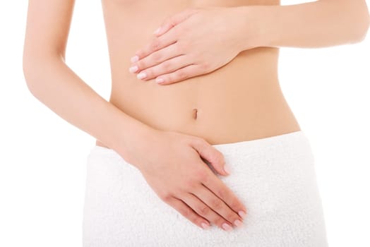 Fit and slim young woman belly