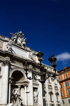View of the most famous fountain of the world, Fontana di Trevi, Rome, Italy.