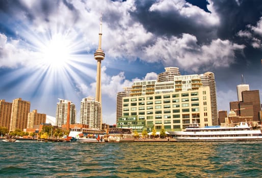 Beautiful skyline of Toronto from Lake Ontario - Canada.
