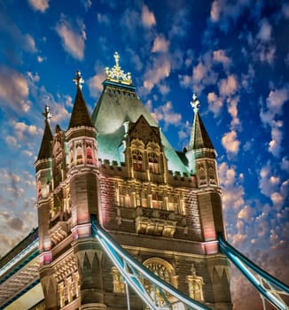 Beautiful lights of Tower Bridge in London - UK