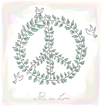 Sketch style peace and love composition