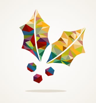 Merry Christmas trendy mistletoe made with colorful triangles composition. EPS10 vector file organized in layers for easy editing.