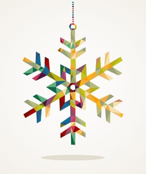 Merry Christmas trendy snowflake made with colorful triangles composition. EPS10 vector file organized in layers for easy editing.