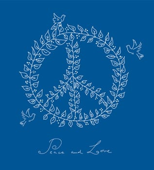 Sketch style peace and love composition
