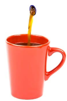 Coffee is poured into a cup out of nowhere